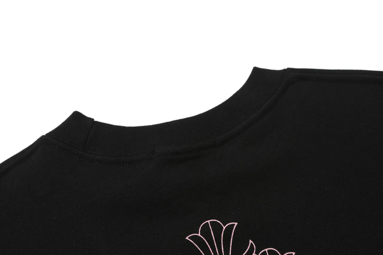 P270 Chrome Hearts Chrome Hearts Sanskrit Letter Print Miami Hot Girl Pink Cross Sweatshirt Size: SMLXL Color: Black White